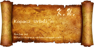Kopacz Urbán névjegykártya